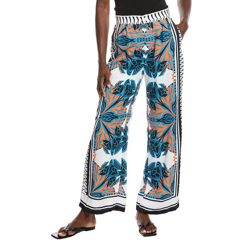 Gracia Womens Floral Print Wide Leg Pajama Pant, White